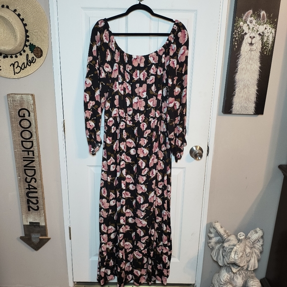 Just Found Black Floral High-low Maxi Dress 3X Long Sleeves - Picture 5 of 8